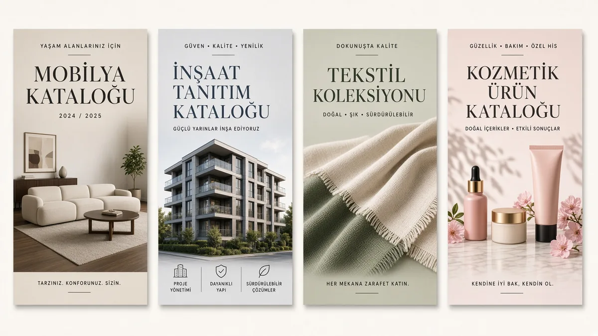 Farklı sektörlerden profesyonel katalog kapak tasarımı örnekleri
